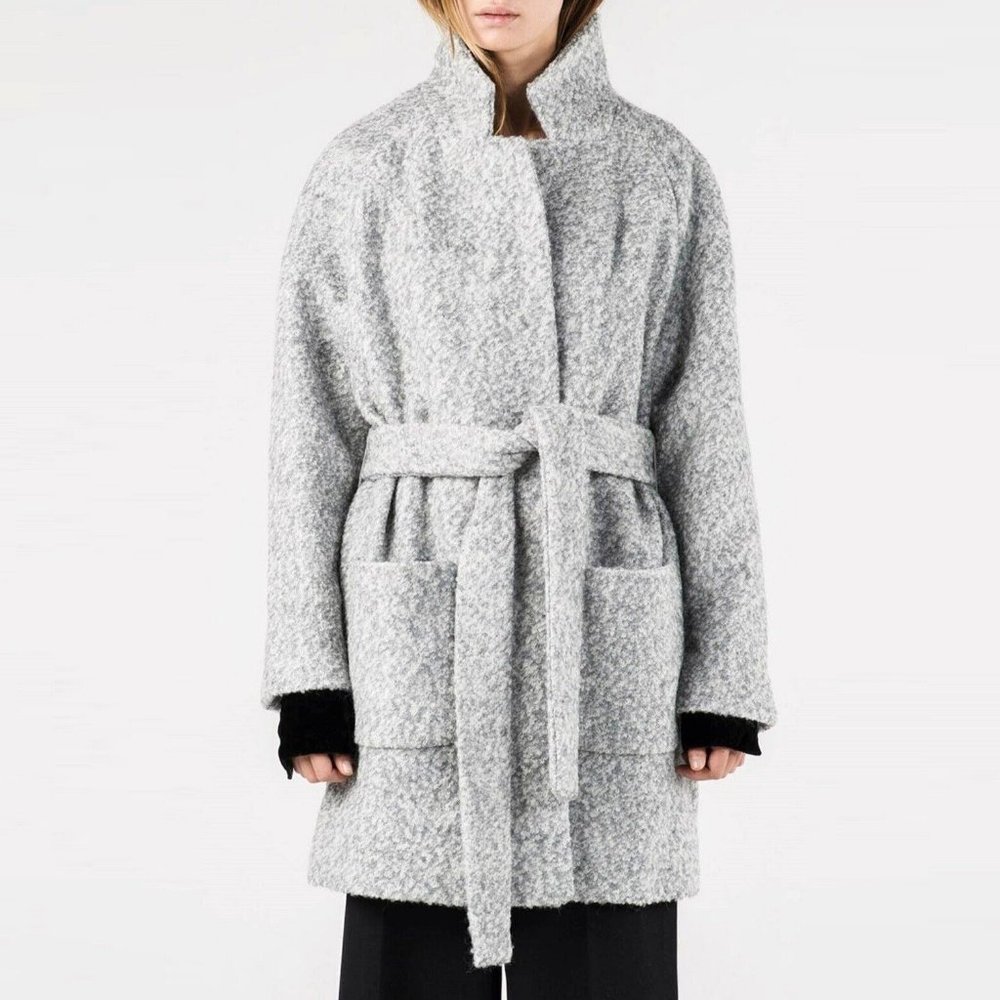 GANNI TEDDY Belted Wrap Coat